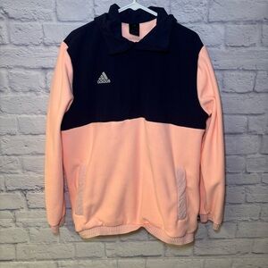 Adidas Fleece Pullover Jacket Hood Hoodie Coat Winter Outdoor Pink Navy Sz Large